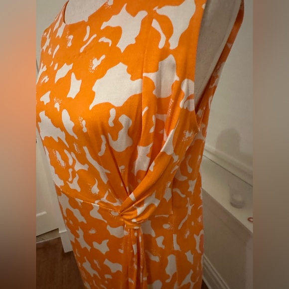 Diane Von Furstenberg Orange and White Silk Midi Dress - Picture 3 of 6